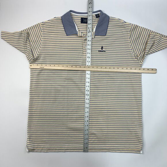 Vintage Straight Down Hybrid Polo Shirt Mens XL Extra Large Yellow Striped Golf - Picture 7 of 10